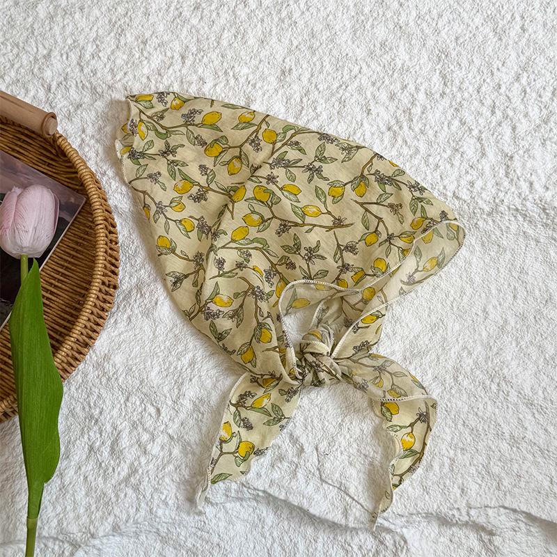 Triangle scarf scarf women's literary new floral small scarf silk scarf high-end headscarf summer women's pastoral headband tied hair