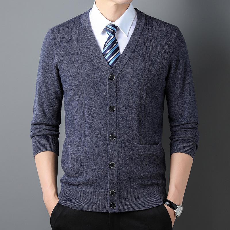 Мужской кардиган-свитер крупной вязки из тонкой шерсти, Осень/Зима 2025 M