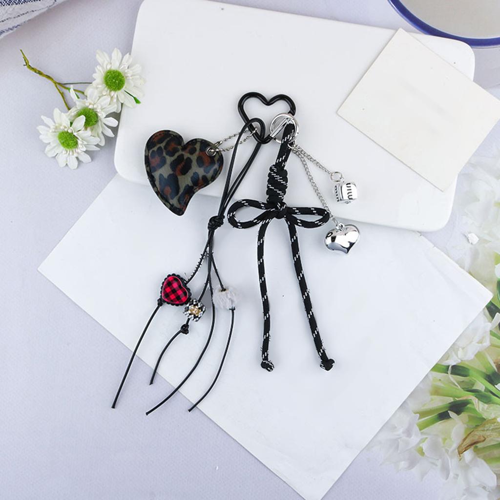 PU Bows Heart Keychain Charm Elegant Bag Accessory Gift For Women Girls Lightweight Bag Pendant For Purse Keys Phone