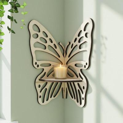 Innovative Wall Decor Butterfly Shelf with Wooden Rack for Stylish Living Room Storage