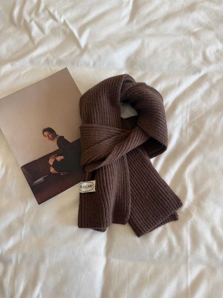 Autumn and Winter New Soft Knit Knit Groove Wool Scarf for Women, Korean Style Warm Yarn Solid Color Versatile Neck Warmer