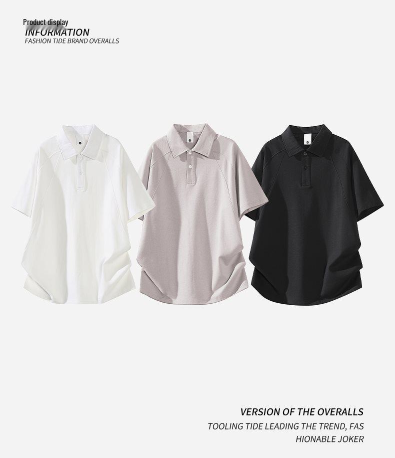 Men's Trendy 2026 Japanese Style Loose Solid Color Polo T-Shirt