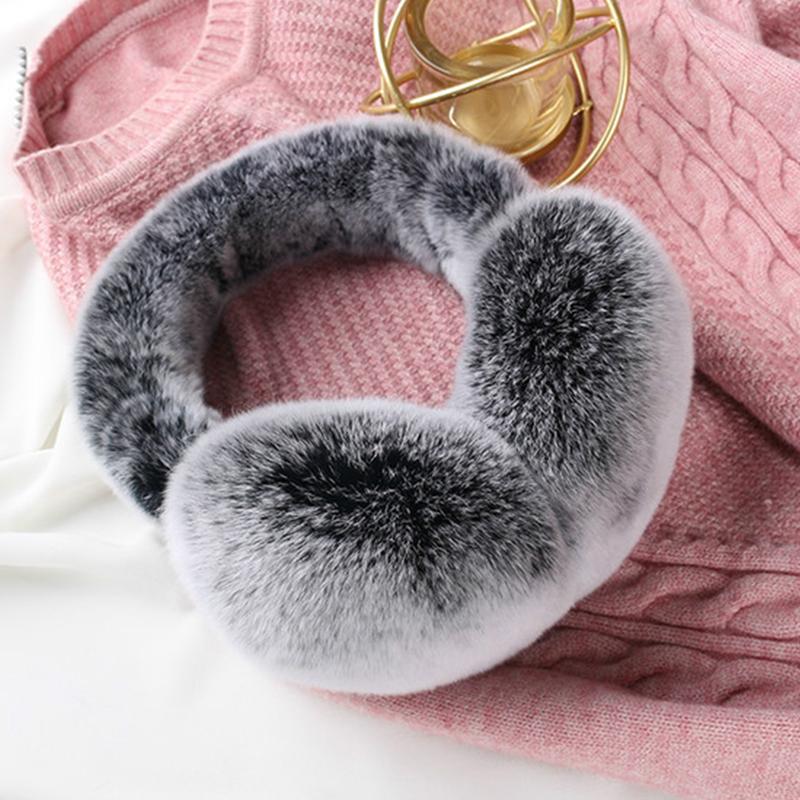 Super Quality Ladies Rex Rabbit Fur Earmuffs Winter Warm Ear Muffs for Women