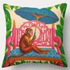 Monkey Umbrella DoubleSided Decorative Throw Pillow Case Stylish Animal Theme Cushion Cover for Sofa Living Room Home Decor