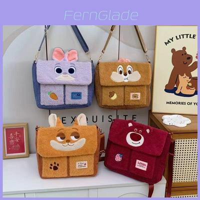 Zootopia Judy Nick Strawberry Bear Plush Shoulder Bag Cartoon Style For Casual Wear