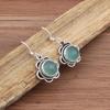 Aqua Chalcedony Round Gemstone Handmade Designer Drop Earrings Women Earrings Jewelry Statement Earring 925 Silver Earrings