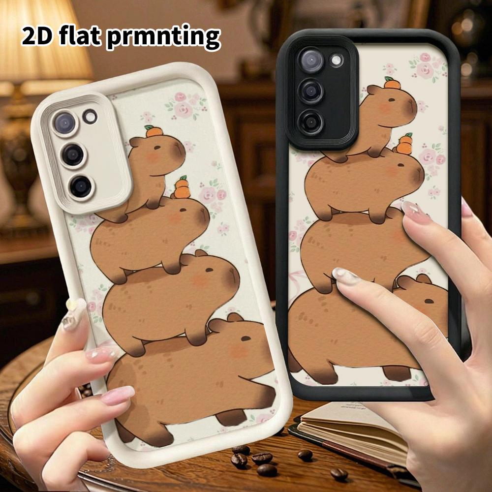 Phone Case: 2D Flat Samsung Galaxy A34 A35 M05 M06 S20 S22 S21 FE Plus 5G Step Protective Case, Stackable Capybara, Christmas and Halloween Gifts