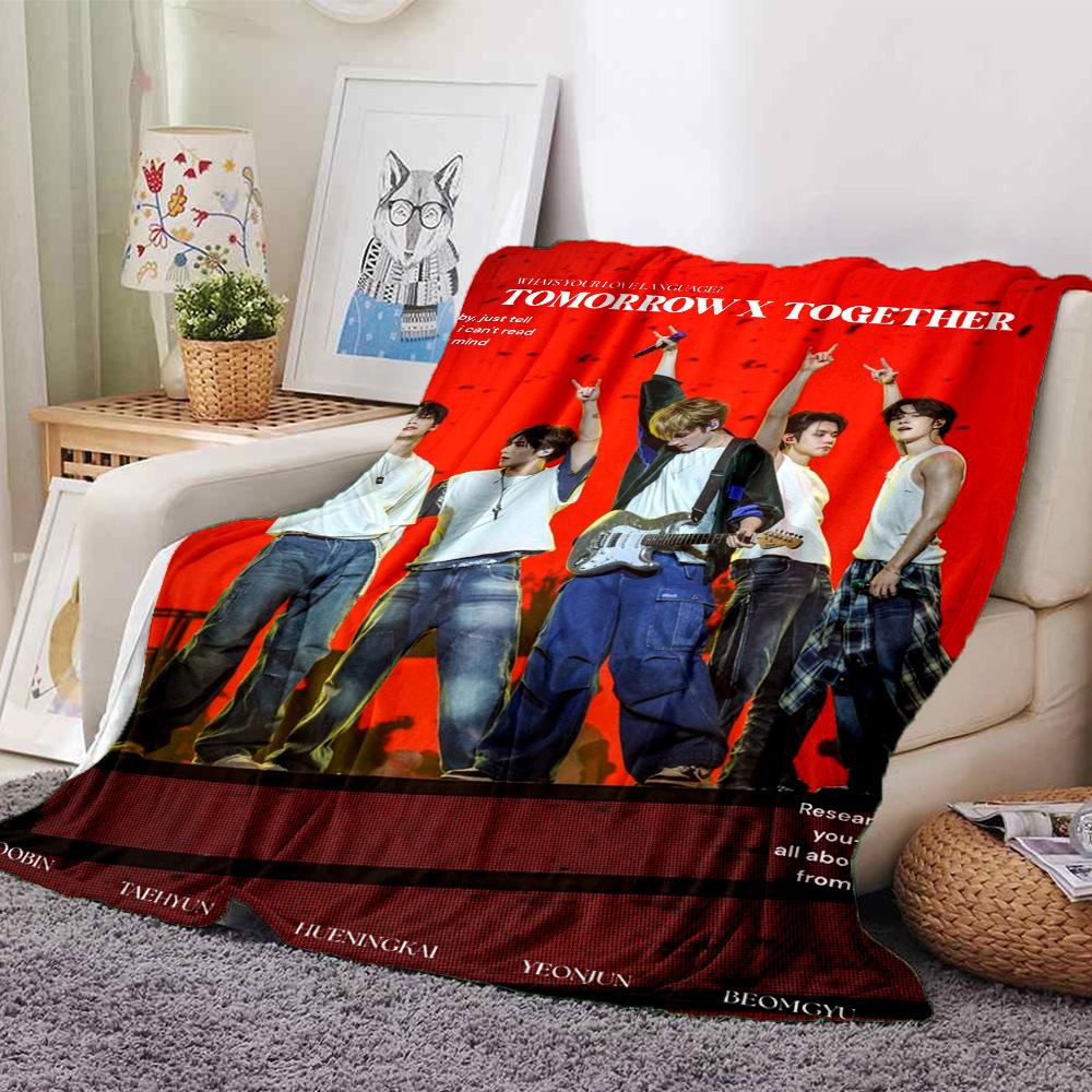 Txt Poster Print Flannel Blanket High Quality Warm Comfortable Cover for All Seasons Perfect for Gifts Home Decor
