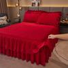 Cotton Padded Velvet Lace Bed Skirt Winter Thick Bed Cover Three Piece Set Single Piece Anti-skid and Anti-static Bed Sheet
