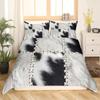 Cow Print Duvet Cover Set Full Size Abstract Cowhide Print Comforter Cover Black White Animal Print Bedding Set 3pcs for Boys