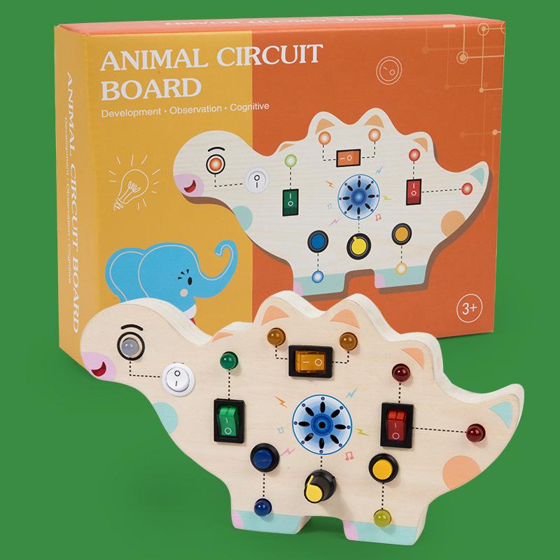 Interactive LED Busy Board: Wooden Educational Toy with Electronic Switches for Kids