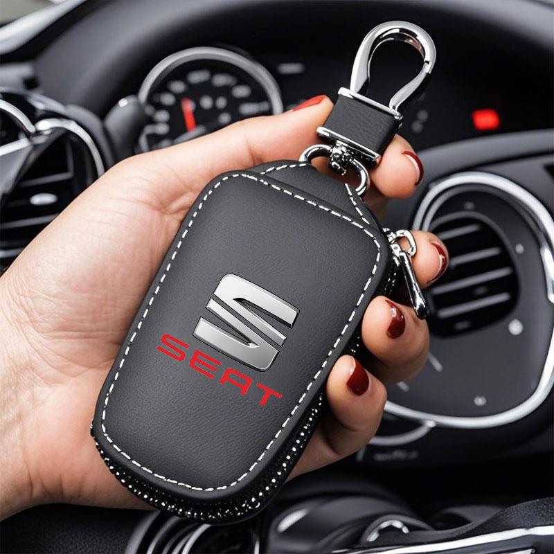 mszh8 Car Keychain Bag Housekeeper Zipper Organizer Key Case For Seat Leon Ibiza Alhambra Exeo Altea Arona Mii IBL Car Accessories