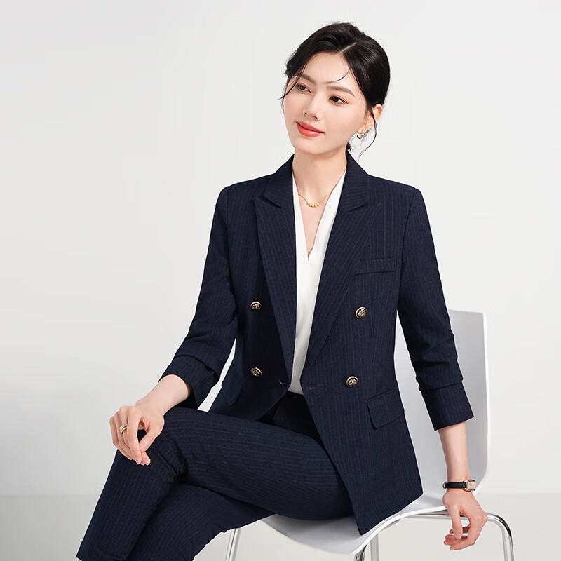 Thero Man Women's Striped Business Suit Set