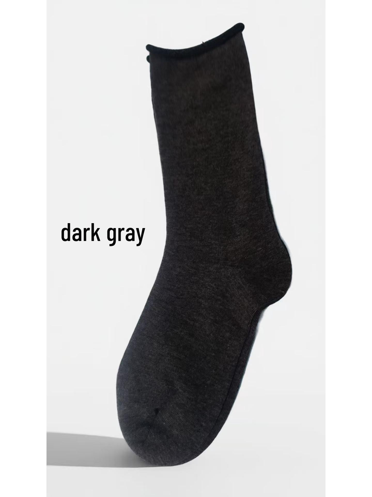 

Женские носки из чистого хлопка с подвернутым краем до середины икры - Универсальные носки-слоучи для беременных на весну и осень One Size темно-серого