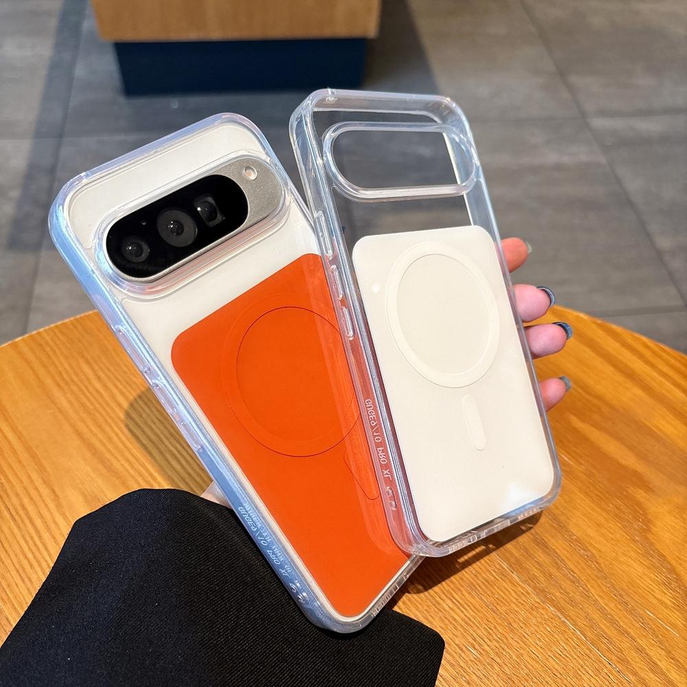 Luxury Transparent Acrylic Magnetic Charging Phone Case For Google Pixel 10 Pro XL 9 Pro 9A 10 Pro Shockproof PC Protector Cover