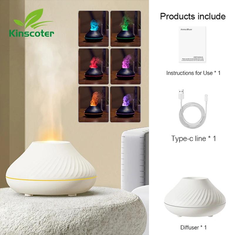 Diffusore di aromi vulcanici Lampada a olio essenziale 130ml Umidificatore portatile USB con luce notturna a fiamma colorata