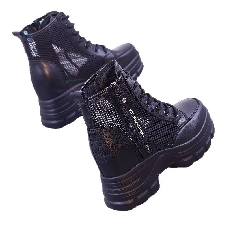 Martin Boots Summer New Inner Height Increase Mesh Short Boots Thin Fashion Hollow Breathable Mesh Cool Boots