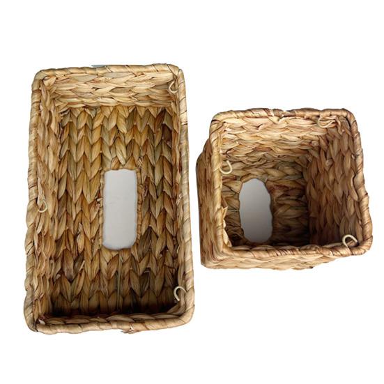 Tissue Box Holder Water Hyacinth Handwoven Straw Basket Natural Wicker Napkin