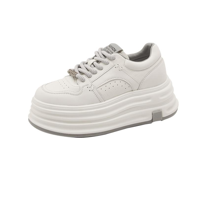 New Thick-soled Leather Little White Shoes Women's Autumn Sports Shoes Inner Height Increase Casual Board Shoes Women's Student Shoes