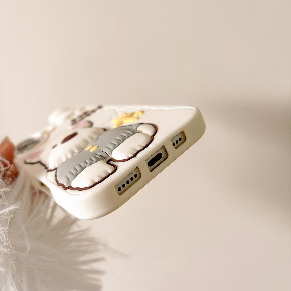 For iPhone 16 Silicone Case Cute Highland Terrier Design Shockproof Phone Back Cover