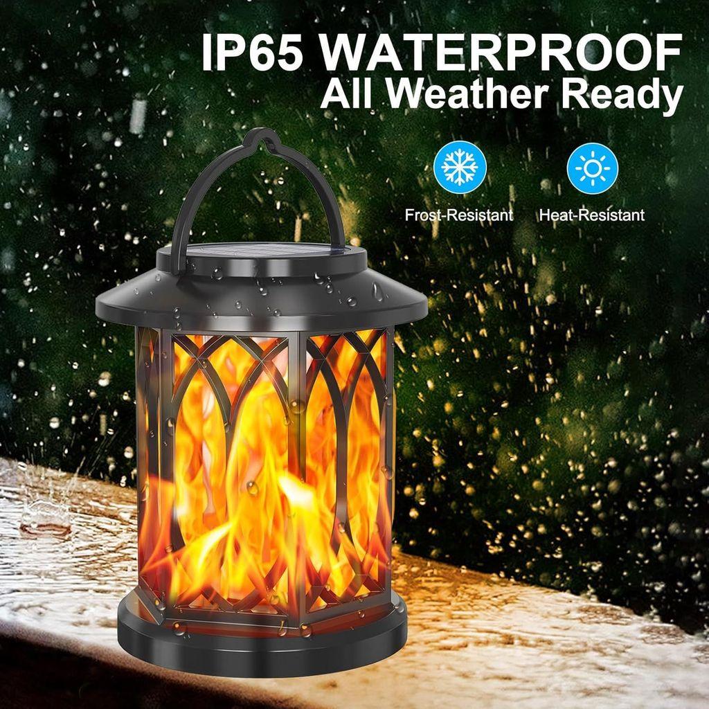 Solar Flame Lantern With Clip Outdoor Garden Landscape Lighting For Patio Decor