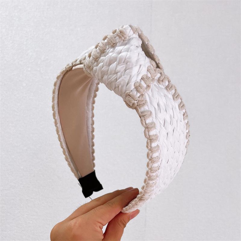 Popular Raffia Knotted Headband Women Ladies Casual Shopping Headpiece Wide Female Hairbands