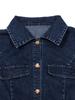 Women's Denim Skirt Dress: Short Sleeve, Cardigan Style with Cinched Waist and Pockets