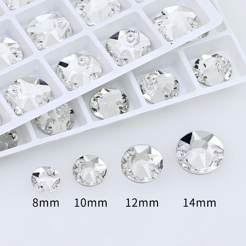 Dongzhou Round Flatback Glass Rhinestone Sew on Crystal Loose Crystal Beads Garment Sewable Rhinestone Diy Accessories