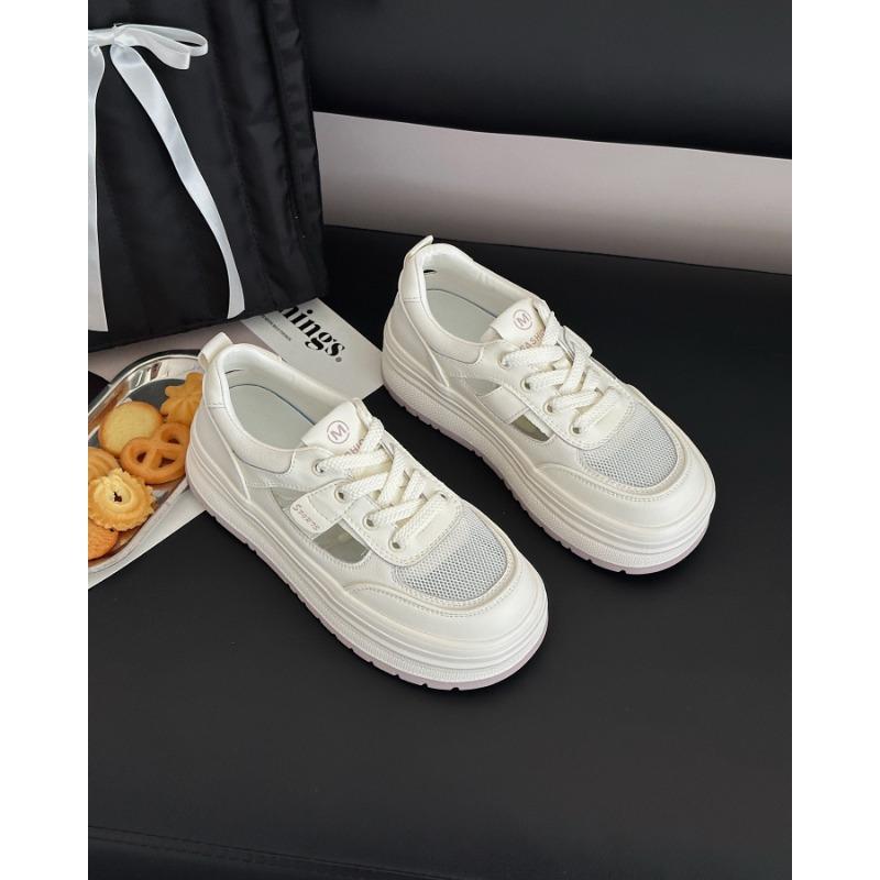 

Niche versatile mesh little white shoes women s summer new breathable hollow casual board shoes platform sandals 40