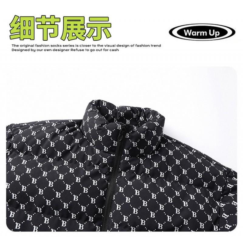 Unisex Thick Winter Cotton Puffer Jacket With Stand Collar Zip Front Casual Streetwear Men Women