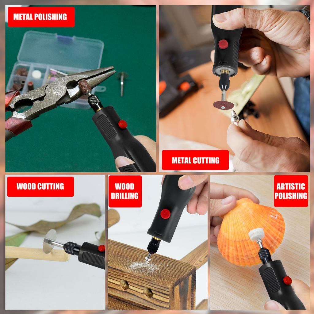 Quick Change Cordless Rotary Engraver Polisher Including LED Rings Light Type C Fast Charging Ergonomic Handle For Comfortable All Day Use