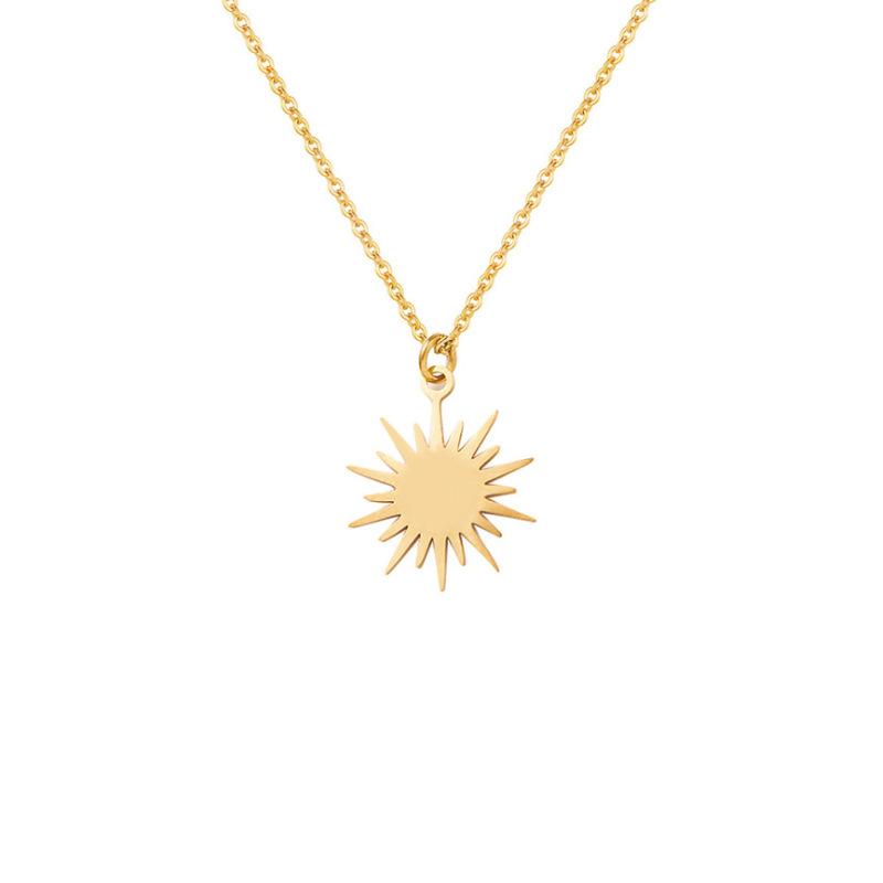 Wind Hexagram Sun Clavicle Chain Stainless Steel Pendant Color Retaining Color Retaining Titanium Steel Necklace