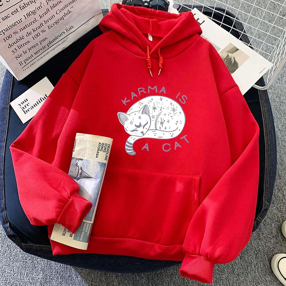 The Eras Tour Karma Is A Cat 2D Print Men Women Hoodies Casual Oversize Pullovers Popular Streetwear Sweatshirts