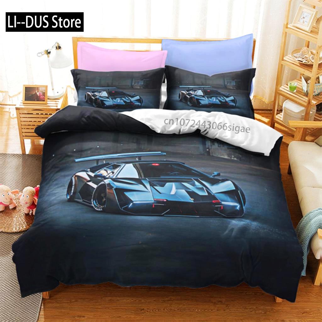Sports Car Duvet Cover Race Car Cool Car Bedding Sets Polyester For Teens Kids Boys Cool Bedroom Decoration Modern Design Theme