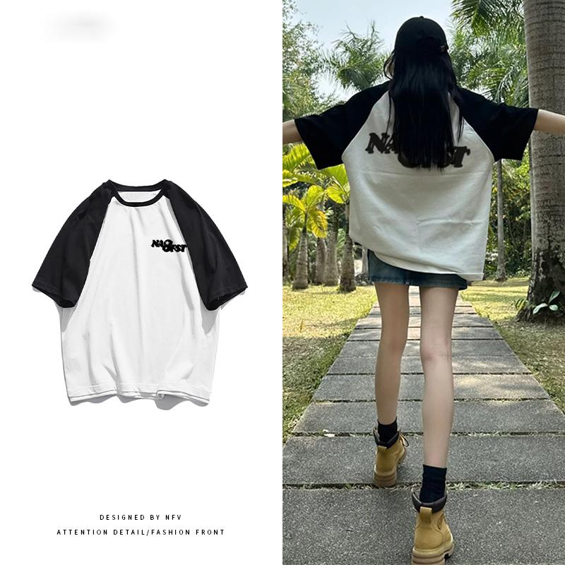 

Носите летнюю женскую футболку из чистого хлопка с короткими рукавами в простом повседневном стиле свободного кроя