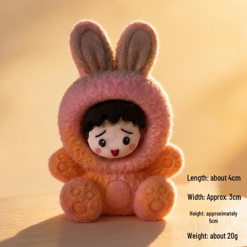 

Gradient Flocked Rabbit Resin Ornament - Cute Trendy Blind Box Toy & DIY Desktop Decoration Gift розовый