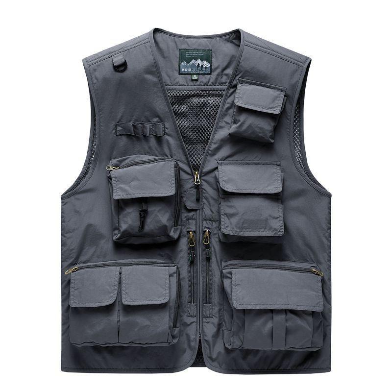 Men's Quick-Dry Multi-Pocket Vest for Fishing, Outdoor Work, Photography, and More - Plus Size Available