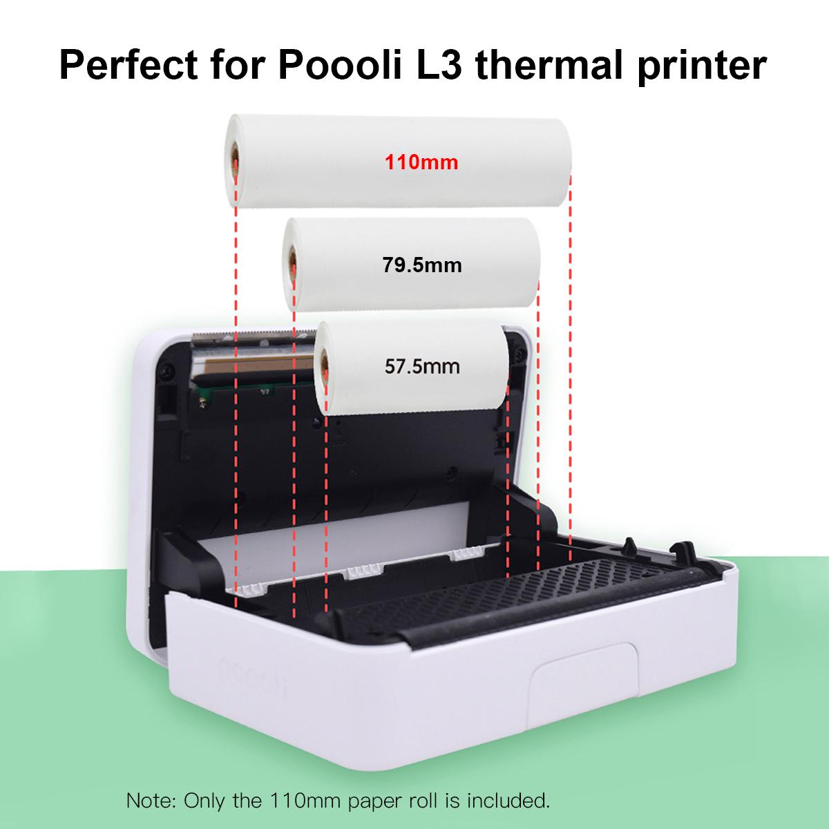 

Poooli 110 * 30мм Белый Несамоклеящийся Термобумага в рулоне Без БФА Долговечная 10 лет Бумага для портативного Poooli L3