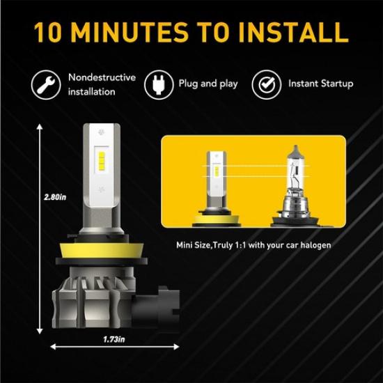 H11 H8 LED Fog Light Bulbs Lamps Wireless 6500K Cool White CANBUS B3F EOA