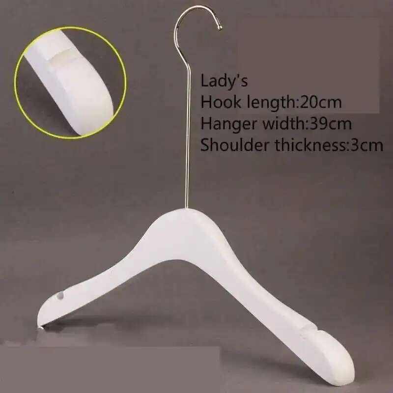 5PCS White Lady Garment Hangers White Wooden Store Chothing Display Hanger Golden Hook Korean Version Custom Logo Engraved