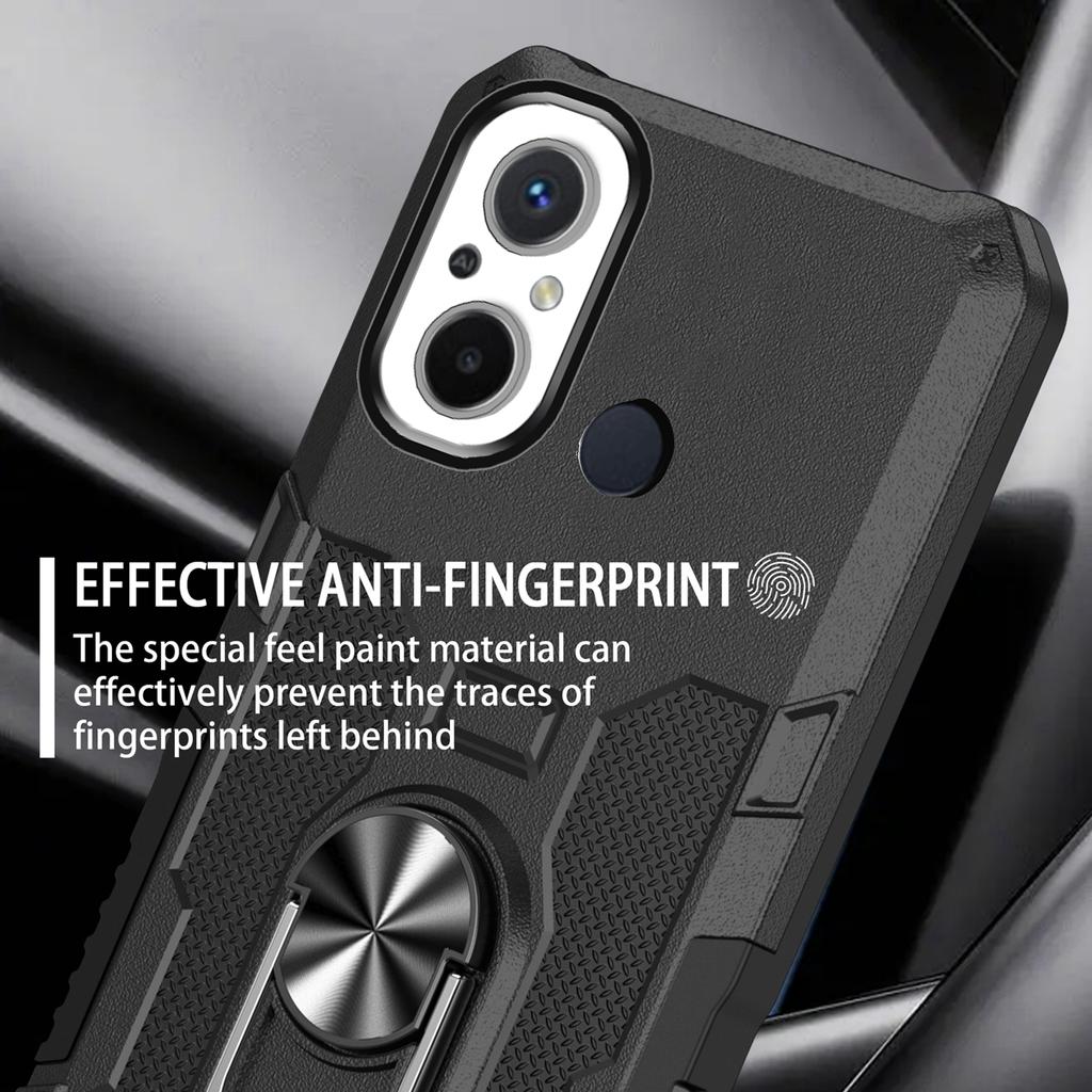 For Xiaomi Redmi 12C 4G PC+TPU Anti-Scratch Phone Case Ring Kickstand Rugged Cover
