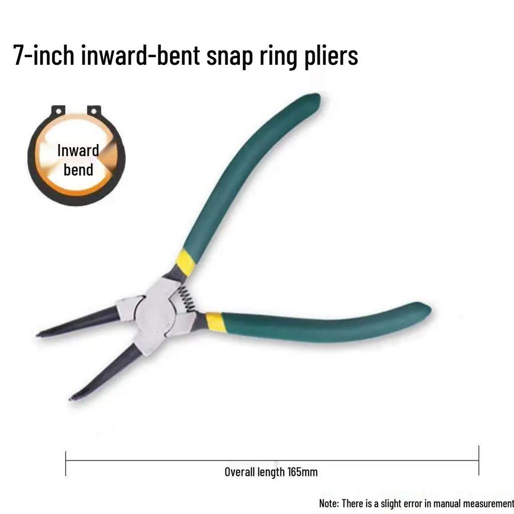 Dual-use Electrical Circlip Pliers Set: Inner and Outer, Multi-functional Retaining Ring, Pointed Tip, Outer Bend Pliers.