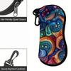 Abstract Psychedelic Pattern Eyewear Pouch, Vibrant Swirl Print Sunglasses Case, Protective Zipper Glasses Holder, Trendy Travel Accessories for Women