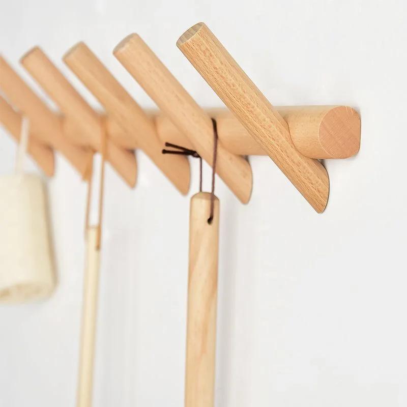 Solid Wood Living Room Entrance Wall Clothes Hanger Multifunctional Wall Clothes Hanger Creative Luxury Clothing Storage Hook