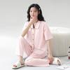 Summer women's pajamas with chest pads 1011 new pure cotton can be worn outside cardigan lapel summer simple home clothes