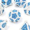 7 Pcs White Blue Tree Vine Metal Dice Solid Metal Polyhedral Dice Set Suitable for Role-Playing RPG Board Game Dice RPG
