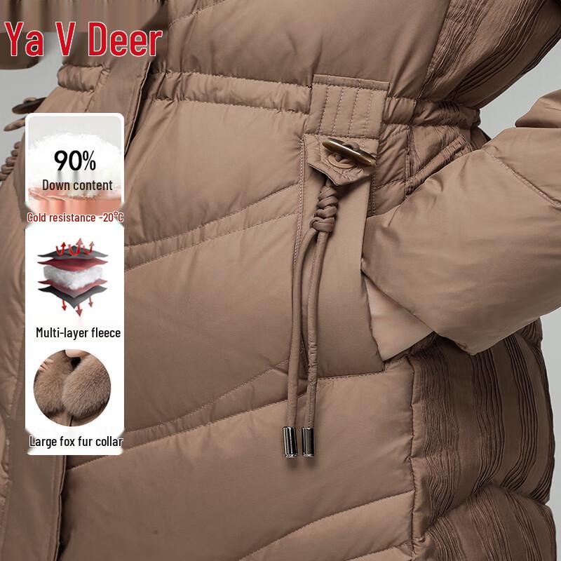 Yalu Women's 90% Down Fox Fur Collar Long Winter Coat