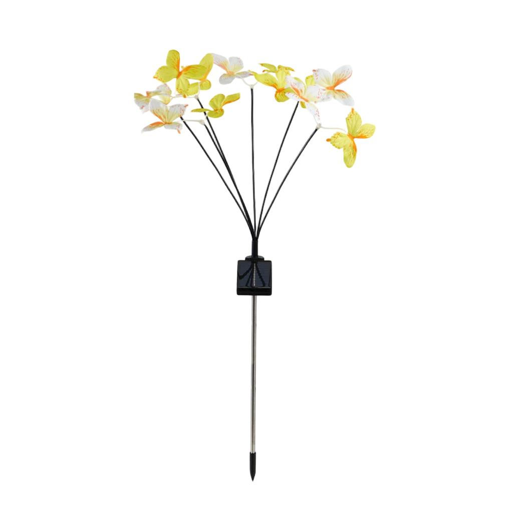 Solar Butterfly Flower Garden Light LED Outdoor Yard Lawn Decorative Lamp with Multiple Butterfly Design and Flexible Stems for Landscape Lighting