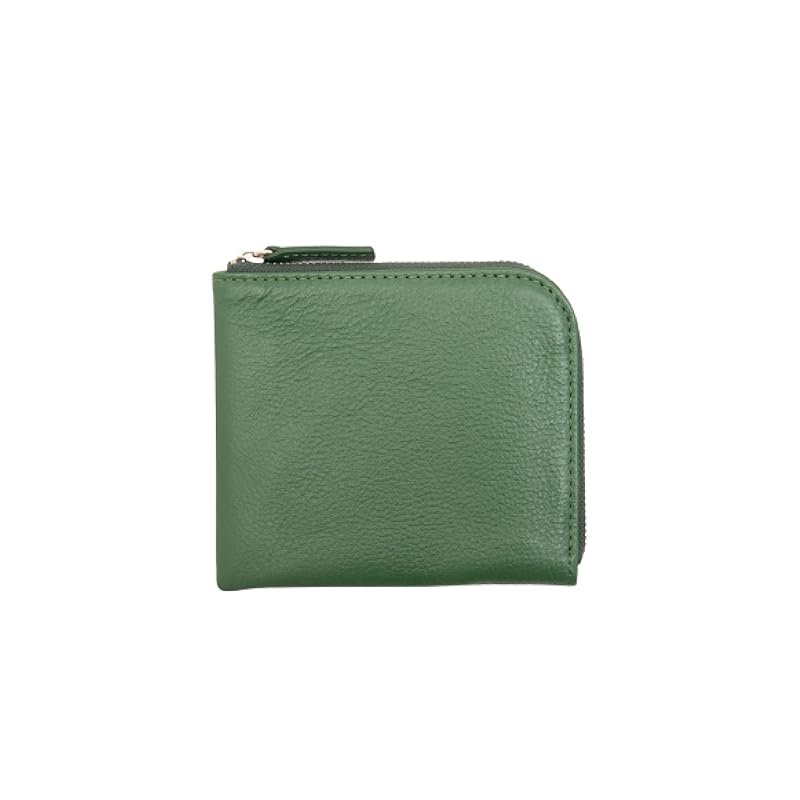 

[Business Leather Factory] L-shaped zipper wallet Water repellent original leather cow leather unisex compact Holds 10 cards coin purse YKK zipper