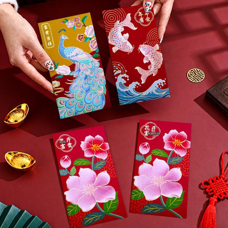 Wohlstand blüht 2026: Luxuriöser chinesischer Neujahrs-Rotumschlag - Frühlingsfest-Ausgabe